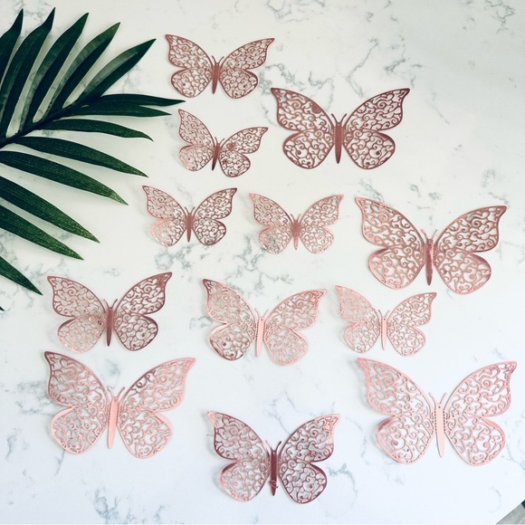 Accents Rose Gold Butterfly Wall Ceiling Decal Decor Removable Mural